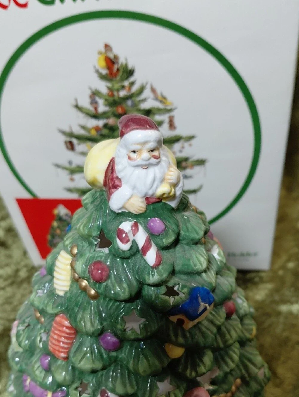 Vintage Spode Green Ceramic Christmas Tree Candle Holder
